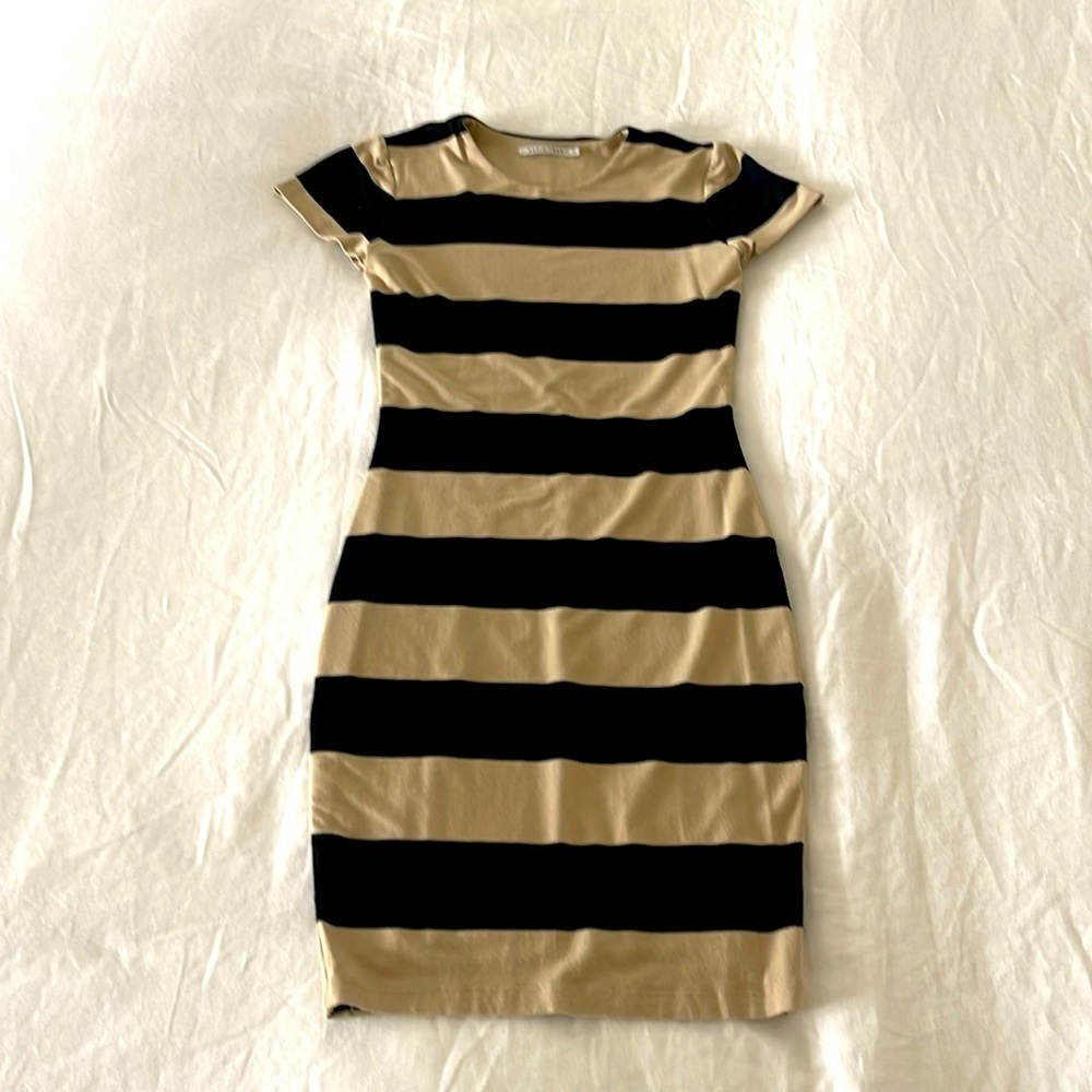 Black and tan striped dress